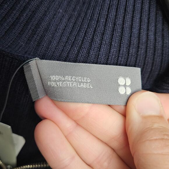 Sweaty Betty Frame Knitted Midi Dress Womens Size S Navy Blue Ribbed NEW Stretch - Picture 11 of 12